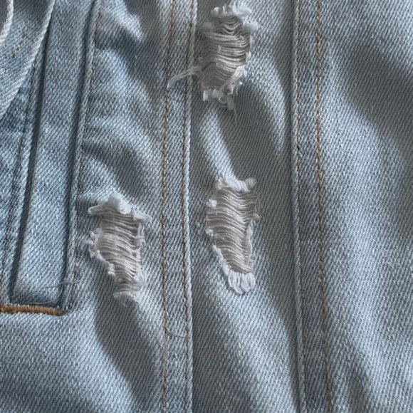 CI Sono worn and torn distressed Jeans Denim Jacket XL Light Wash - Picture 8 of 9